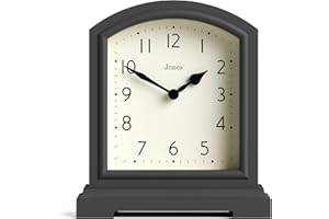 Jones Clocks® Tavern orologio da camino | Design moderno della parte superiore dell'arco | Grigio scuro | Stile classico contemporaneo per scrivania, tavolo, mensola o comodino