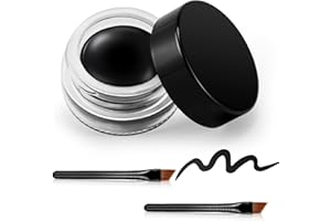 ‎ERINDE Erinde Schwarz Gel Eyeliner - Wasserfest Langanhaltend Mit Hochintensiven Pigmenten - Wischfestes Makeup Mit 2 Pinseln 02#
