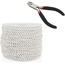 LiQunSweet Catena a maglie incrociate non saldate in acciaio inossidabile 304, con bobina, per la creazione di gioielli, 10 m, 4 x 3 mm