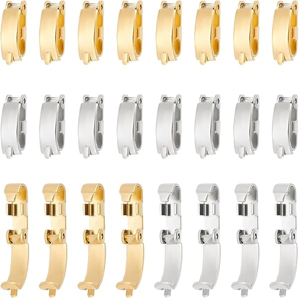 SUPERFINDINGS Lot De 16 Fermoirs Déployants En Laiton Plaqué Or – 4 Styles Élégants Pour Bracelets, Colliers Et Montres