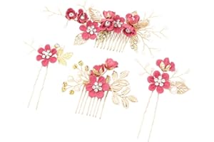 ‎STOBOK STOBOK Hochzeit Haarkamm Set 4 Stück Strass Brauthaarschmuck Mit Perlen Und Blumen Für Braut Und Brautjungfern Hochzeitsfeier Kopfbedeckung Accessoires