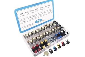 RUNCCI-YUN 20 Stk. Einzelpotentiometer 3PIN Drehpotentiometer Terminal linear 5 Typen Potentiometer für Raspberry (B5K B10K B20K B50K B100K)