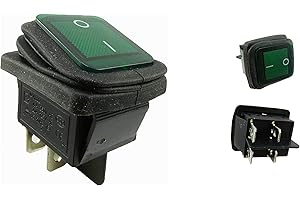 CHILITEC Interruttore a bilanciere impermeabile a 2 poli (4 pin) Ein-AUS 250 V 16 A, verde illuminato (1)