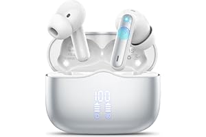 XINWLD Wireless Earbuds, Bluetooth 5.3 Headphones in Ear with HiFi Stereo Deep Bass, 4 ENC Noise Cancelling Mic Wireless Earphones 40H Playtime, Bluetooth Earbuds Dual LED Display, IP7 Waterproof, Silver