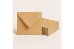 MANKEY MONKEY 140mm x 140mm Brown Kraft Envelopes, Gummed Diamon Flap, Pack of 50 Envelopes