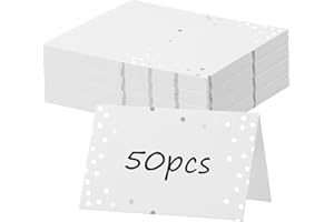 CIATBYYJ 50 Stück Tischkarten,Blanko Hochzeit Namensschilder,Goldfolien Punkten Platzkarten, Reservierte Namensschilder,Tischkarten Geburtstag für Hochzeit,Festival,Party,Taufe(Silber)