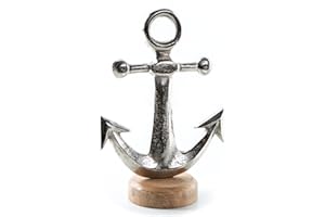Logbuch-Verlag Ancla para colocar de pie, 22 cm, decoración de metal y madera, regalo de cumpleaños, despedida de boda, color plateado