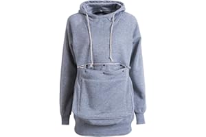 GRTLPOK Kapuzenpullover für Herren und Damen, langärmelig, große Kängurutasche, Pullover für Katzen und Welpen, mit Kapuze - Grau - Large