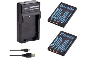 Newmowa NP-60 Batería (2-Pack) y Kit Cargador USB portátil para Fujifilm NP-60 FinePix 50i 601 F401 F410 F601 M603