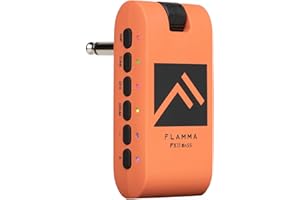 FLAMMA Bass Headphone Amp Portable Modeling Headphone Amplifier with 28 Drum Grooves 7 Amp Models Built-in Effects 5 Tone Color Support Bluetooth USB Audio Recording&Playback OTG Function Rechargeable
