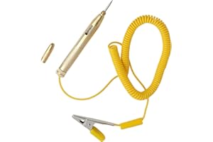 Annlpoy 1pcs comprobador de fusibles coche,probador de circuitos automotriz Tester de Tensión DC 6V 12V 24V,Cable Espiral Extensible, Herramienta Diagnóstico Eléctrico Automotriz, Amarillo