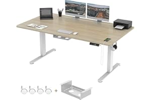 TRIUMPHKEY Escritorio Elevable Eléctrico 180×80cm con Puerto de Carga USB, Ruedas, 3 Alturas de Memoria, Escritorio Regulable en Altura 72-119cm Escritorio para Computadora para Oficina