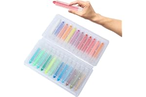 BAVOOTY Sans Poussière Craie,Craie Sans Poussière pour Enfants,Craie Sans Poussières Craie,Craie Exterieur Enfant,Craie Non Poussière,Multicolore à Base D’eau avec Porte Craie,Craie pour Tableau Noir,24pcs