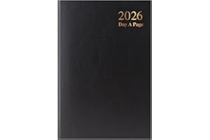 QUICKDRAW 2026 A5 Day a Page Diary - Full Year Hardback Casebound Planner - for Home Office School & Work (Black)