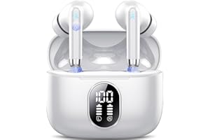 QXQ Auriculares Bluetooth 5.4, Auriculares Inalambricos Bluetooth HiFi Estéreo con 4 ENC Mic, 40 Horas Mini Cascos con Pantalla LED, USB C Audifonos Inalambricos para Android iOS
