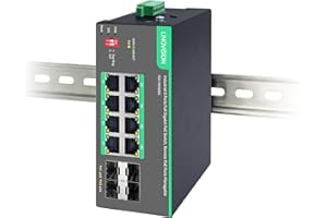 LINOVISION Industrial Switch PoE de 8 Puertos Gestionado por Nube Remota con 4 Enlaces SFP, Switch PoE Gigabit Completo, IEEE802.3af/at, Presupuesto PoE 180W, Soporta Puertos PoE Remotos Gestionables