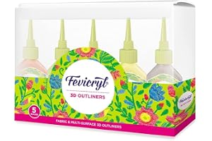 Fevicryl 3D Outliners Regular Kit 20ml x 5 | Fabric and Multi-Surface 3D Outliners Assorted Pack, Multi Colour | DIY Art & Craft | Ideal for Artists, Gifting