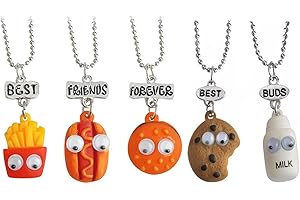 XHBTS 5 Piezas/Juego de Papas Fritas, Perrito Caliente, Pan, Hamburguesa, lindo Colgante de Leche y Galletas, Collares de Mejores Amigos, Mejores Brotes, Collares de Amistad para Niños