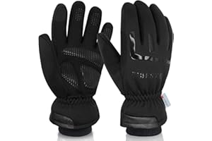 FIDESTE -40℉ Waterproof Winter Thermal Gloves - 3M Thinsulate Windproof Touch Screen Warm Gloves - for Driving Motorcycle,Cycling,Running,Outdoor Sports - for Women and Men - Black