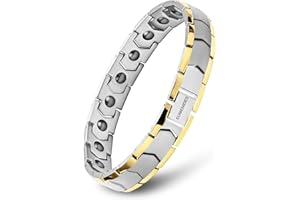 EUMENIDES Pulsera magnética para hombre, pulsera magnética de acero de titanio, pulsera magnética con 18 imanes, acero inoxidable,