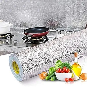 Moradiya Fresh Kitchen Oil-Proof Aluminum Foil Sticker Wall Desk Floor Waterproof DIY Home Furniture Decorate Foil Style Wallpaper (5_Meter)