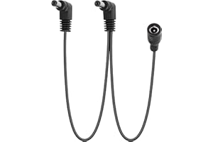 GELRHONR Cavo di alimentazione a margherita, cavo a margherita da 1 a 2 vie Cavo sdoppiatore di alimentazione per pedale effetti per chitarra, DC5521 Cavo sdoppiatore 9V 2A con angolo retto-1.8Ft