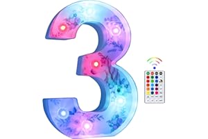 Tosakey Light Up Number, LED Number Lights Sign 18 Color Changing 10 Number Sign Unicorn Gifts for Girls Women Birthday Christmas Lamp Bedroom Home Decoration-(3)