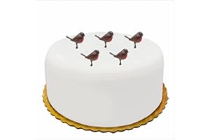 3HA HAHAHA Christmas Cake Toppers Uk Cupcake Yule Log Decorations Topper Artificial Bird Xmas Cakes Table Decoration Traditional Craft Party Supplies Ornament Multi Purpose 25mm Plastic Robin Light Brown (5pc)