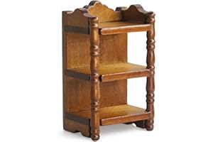 Odoria Casa de Muñecas Estantería Miniatura: Escala 1/12 Mesita de Noche para Dormitorio Victoriana - Mini Estantería para Libros Oficina Biblioteca Vintage - Pequeño Salón Mueble Madera Marrón