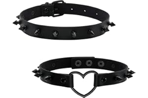 JJDreams Studded Punk Choker for Women Punk Gothic PU Leather Heart Spike Rivet Necklace Collar Jewellery Adjustable