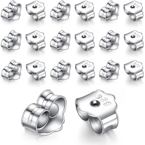 5 Paia Di Chiusure A Farfalla In Vero Argento Sterling Per Orecchini A Perno. Si Adatta Alla Maggior Parte Degli Orecchini A Bottone Di Dimensioni Standard. Viene Fornito In Una Confezione Regalo - Foto 5