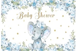 Renaiss 2.2x1.5m Elefante Baby Shower Telón de Fondo Flores Azules Bebé Gris Elefante Fotografía Fondo Recién Nacido Niño Fiesta de cumpleaños Banner Decoración Vinilo Photo Booth Shooting Props