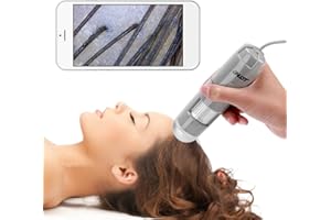 BRINO 5-200X USB OTG Skin Hair Scalp Detector,Digital Microscope Digital Microscope Skin Analyser Wireless Wifi + USB Digital Microscope Skin Analyzer 200MP Camera Detection Experiment Treatment