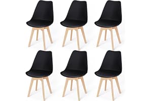 WAFTING 6er Set Esszimmerstühle Gepolsterter Stuhl mit Buchenholz-Beinen und Weich Gepolsterte Chair für Esszimmer Wohnzimmer Schlafzimmer Küche Besprechungsraum, (Gepolstert Schwarz)…