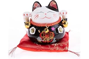 lachineuse - Gatto Maneki Neko - Salvadanaio Gatto Giapponese Portafortuna - Statuetta Regalo Giappone - Oggetto Kawaii Deco - Lucky Cat Porcellana - Gatto cinese Asia Decorazione - Fortuna,
