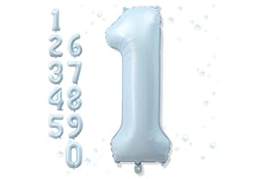 FROOVA Big Number 1 Balloons, Light Matte Sky Blue Foil 1 Balloon Numbers 40 Inch, Giant 1st Birthday Party Decor, Baby Powder Blue Mylar Helium One Balloon for Boys Girls Baby Shower Anniversary Decorations