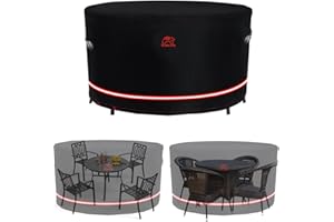 TURTLE LIFE Turtle-Life Funda para Mesa Jardín Redonda, Funda Protectora para Muebles Exterior Impermeable,Resistente al Viento, Resistente al Desgarro, Anti-UV Cubierta de Muebles Jardín (Ø183x74cm)