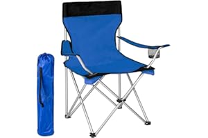 BAKAJI Sedia Pieghevole Da Campeggio Con Borsa Camping Sedia Mare Spiaggia Pesca Da Esterno In Acciaio e Poliestere Con Vano Porta Bibite e Smartphone (Blu)