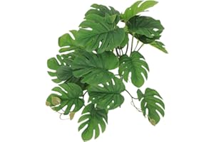 minkissy Suction Cups for Hanging Plants Tortoise Habitat Accessories Fake Reptile Plants Terrarium Decor Monstera Vines Artificial Leaves for Reptiles Plastic Animal Pendant