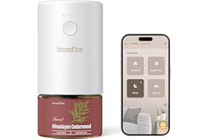 SenseFlow Diffusore di Oli Essenziali Wi-Fi SF101S - Ultrasuoni Senza Acqua Profumatore per Ambienti, 100% Vegetale, Aroma 120 Giorni, LED, Ideale per Casa, Hotel e Studio - Cedro Himalayano