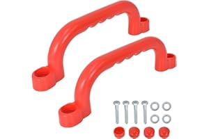 COLEXY Poignées pour Aire de Jeux 2 pièces Poignées de Sécurité Poignées de Sécurité en Plastique Antidérapant pour Aire de Jeux, Cabane dans Les Arbres, Cadre d'escalade Playground Safety Handles (Rouge)
