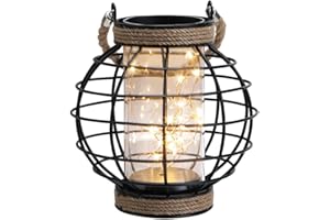 JHY DESIGN Cordless Lanterna Vintage Stile LED Lampada Lampada 18,5 cm alta con 20 lucine Metallo a Batteria da Tavolo Lampada Luce Accento per Ideale matrimoni feste patio eventi interni esterni