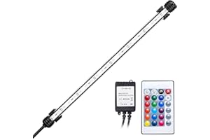 GreenSun LED Lighting Aquarium Light,Submersible Fish Tank Lights with Remote,12V 27 LEDs 5050SMD Underwater Strip Light for Fish Tank, RGB 38cm/15 Inches