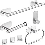 Toallero Baño Sin Taladro, JiGiU 5 Piezas Juego de Accesorios ...