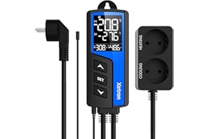 Xetron Controlador de Temperatura Digital STC-1000Pro 220V, Salida Controlada Por Termostato de Refrigeración y Calefacción Con Sensor Para Refrigerador de Reptiles, Incubadora, Cerveza Casera etc.