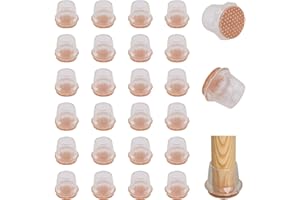 COEWUR 24 Pezzi Gommini per Sedie Rotondi con Feltro Piedini Trasparenti Feltrini per Sedie Cancellazione del Rumore (Applicabile Diametro: 21-30mm)