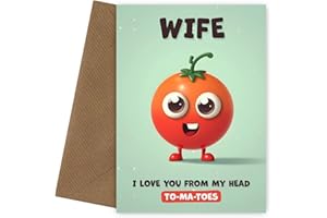 HEY CHIMP Wife Birthday Card - I Love You Tomatoes - Funny Happy Birthday Wife Card Unique Greeting Cards for Her