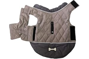 JoyDaog Manteau réversible pour chien de taille moyenne, en coton imperméable et chaud, idéal pour l’hiver - Gris, L