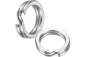 TIXIPEM Split Rings Fishing [] - Stainless Steel Flattened Terminal Tackle Connector Lure Snap Split Ring Use for Freshwater Saltwater Loop - [] Tackle Hook Line Connector