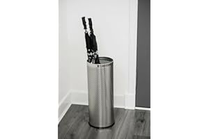 Costello Curvaso UMBRELLA METAL STEEL STAND CANES WALKING STICK HOLDER FREE STANDING RACK HALLWAY PORCH HOME OFFICE HALLWAY STORAGE HOOK METAL (SILVER 786)